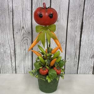 Vtg Tomato Head Flower Pot Vegetable Anthropomorphic 1960s Kitsch Hong Kong